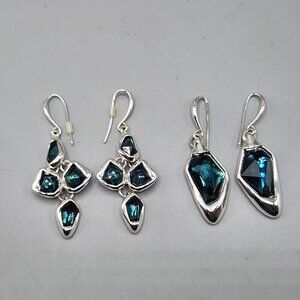 RLM Soho Earrings Lot of 2 Silver / Turquoise Drop Brutalist